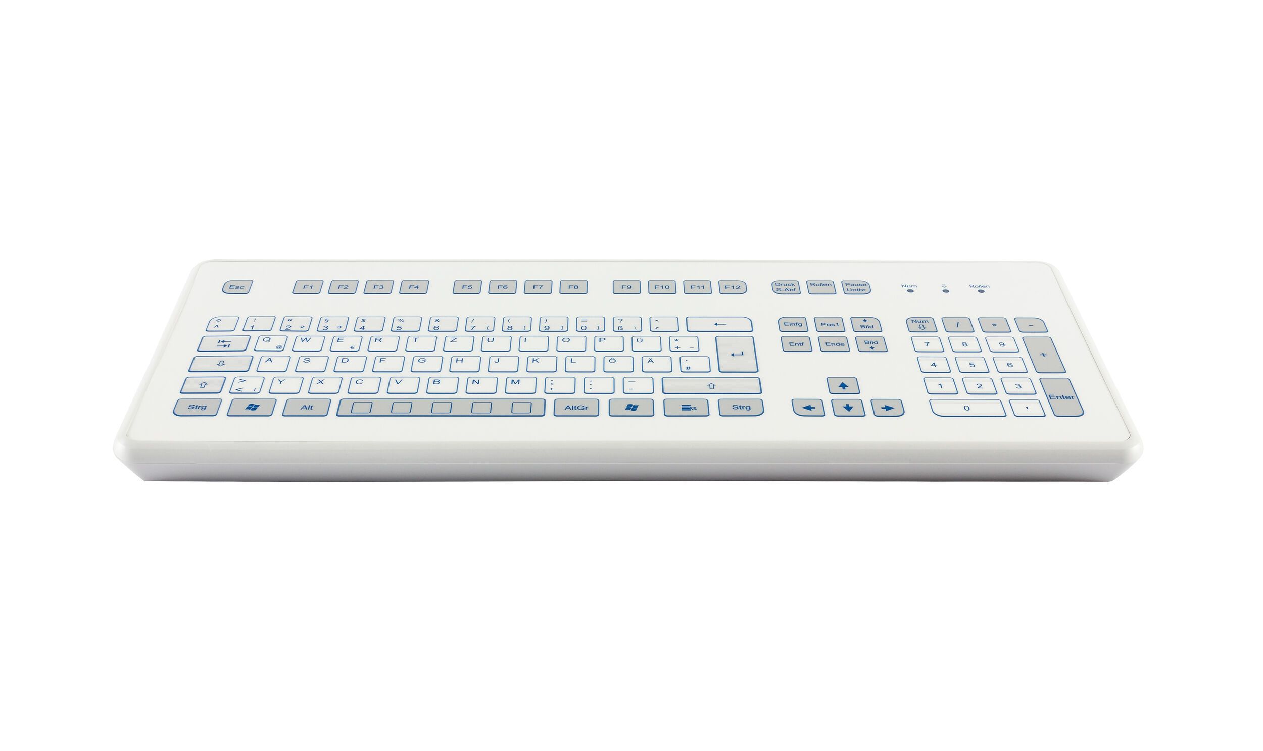 Foil covered keyboard, white, front view