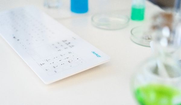 a close up of a glass keyboard
