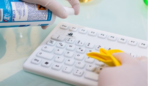 Disinfection of a silicone keyboard