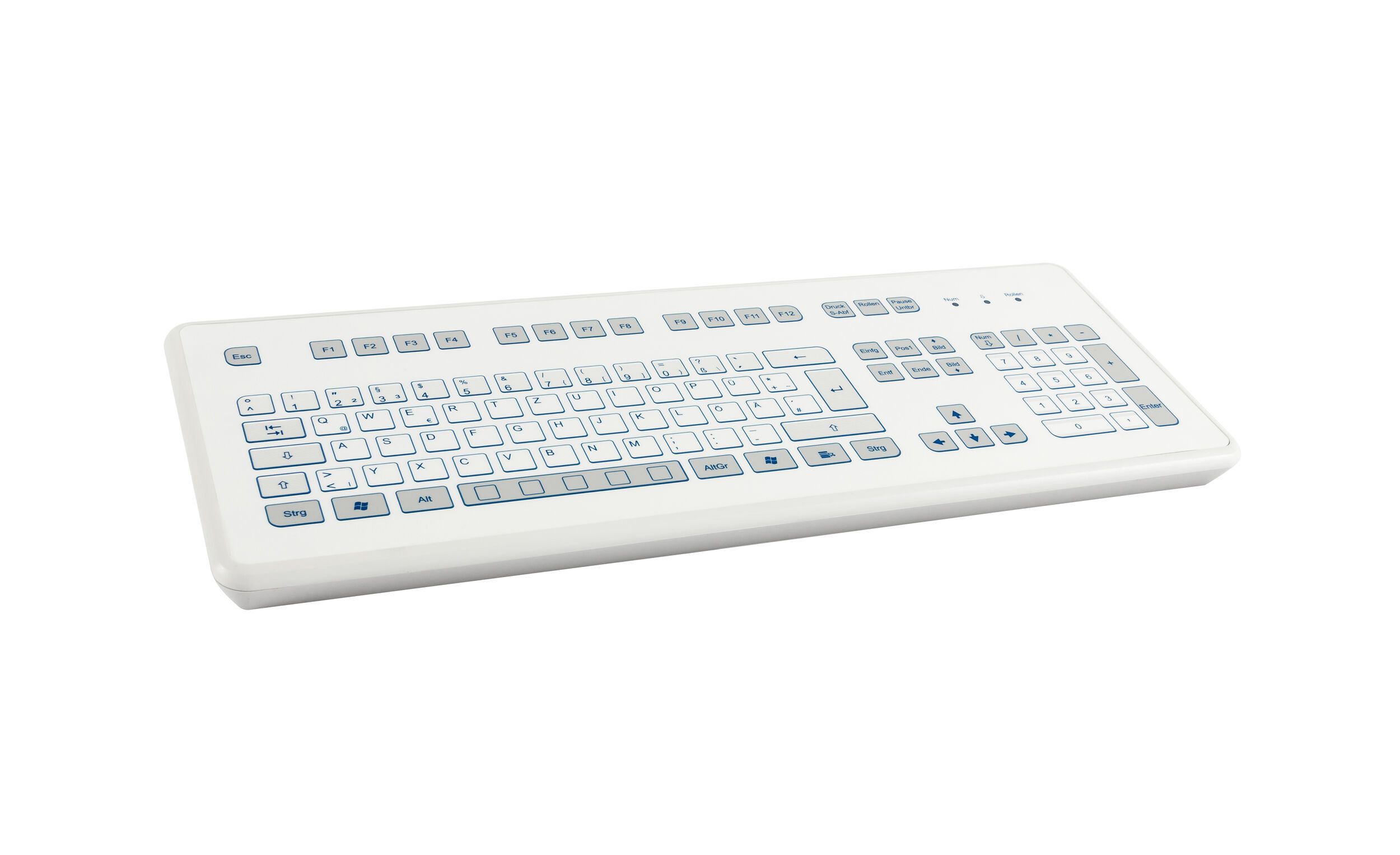 Foil covered keyboard, white, front view