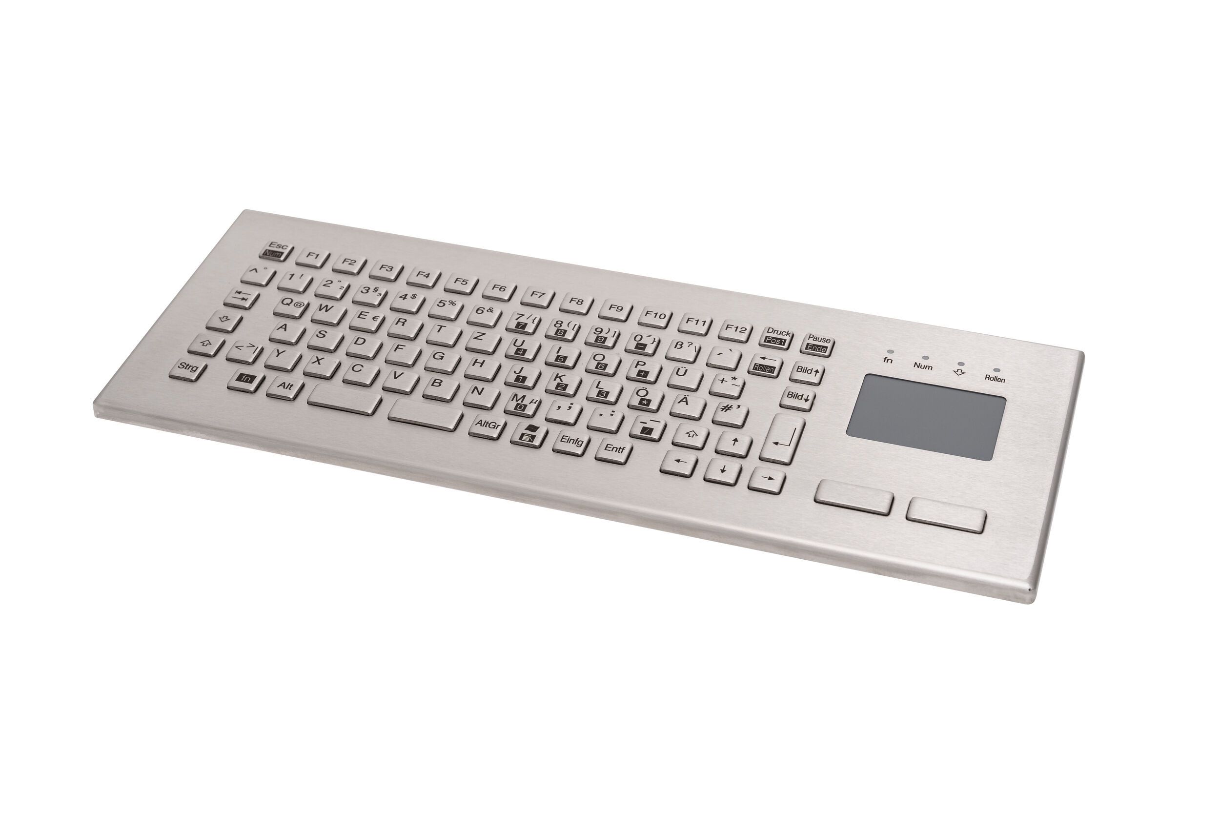 Stainless steel keyboard in housing with touchpad, compact and optinal labs free