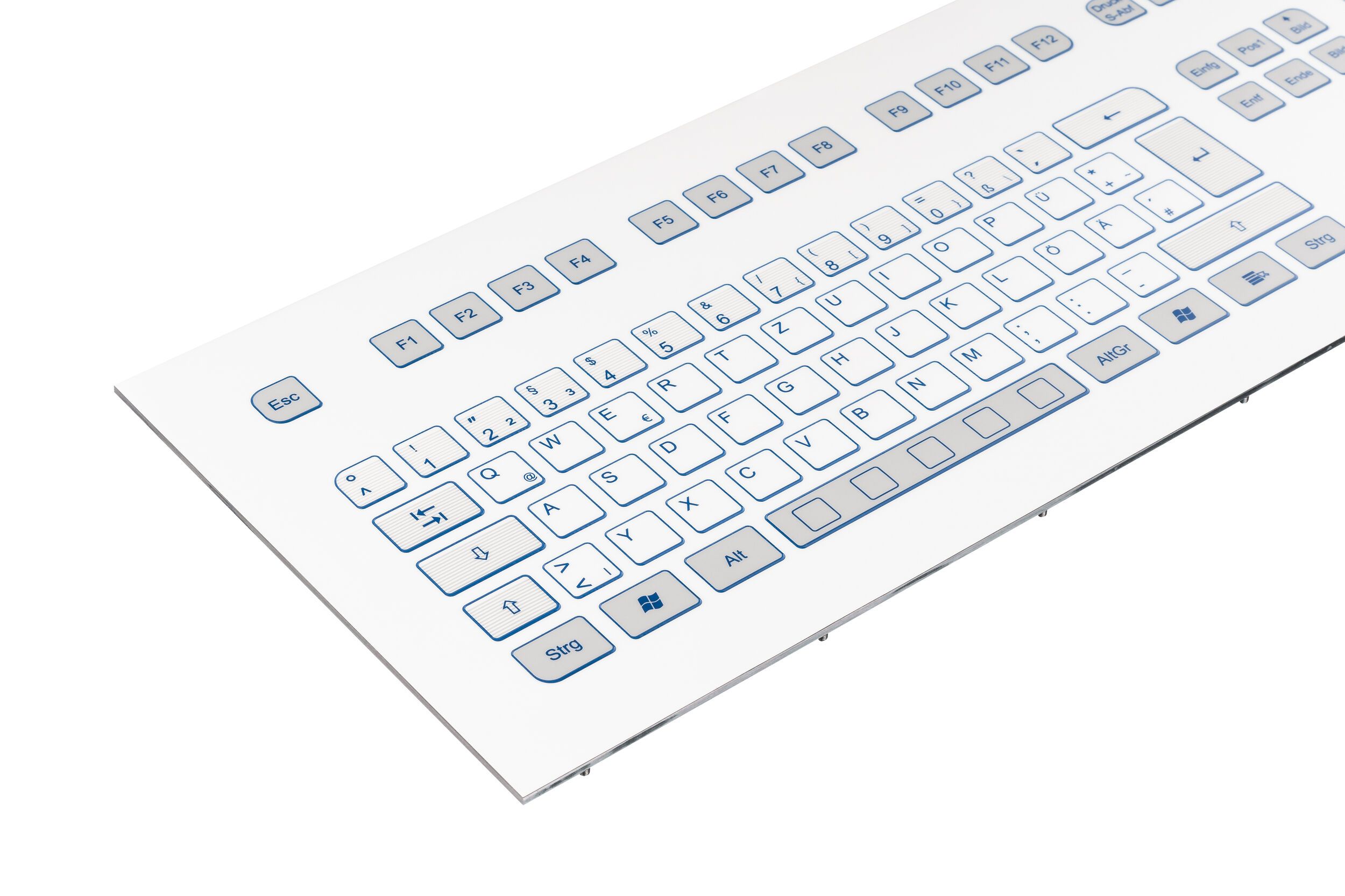 Foil covered keyboard, white, sideview