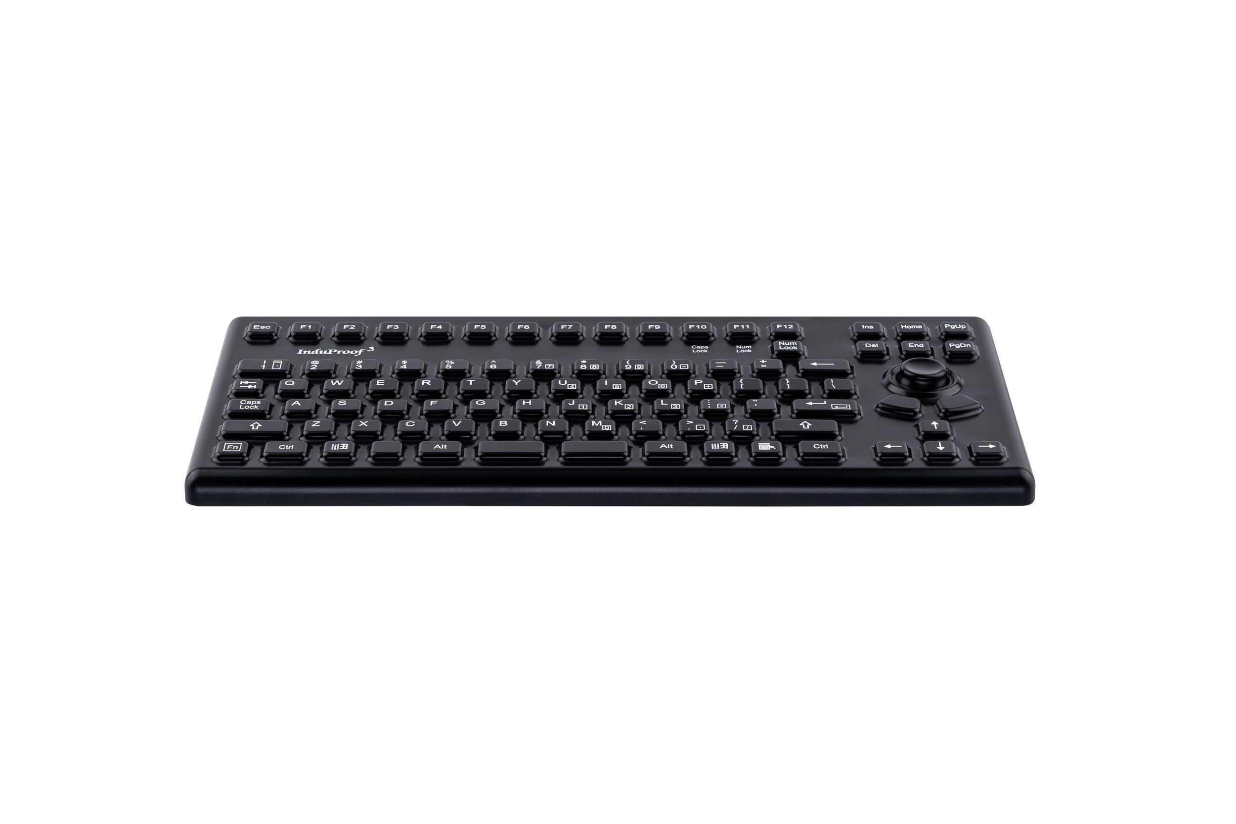 Silicon keyboard with integrated mousebutton, black, frontview