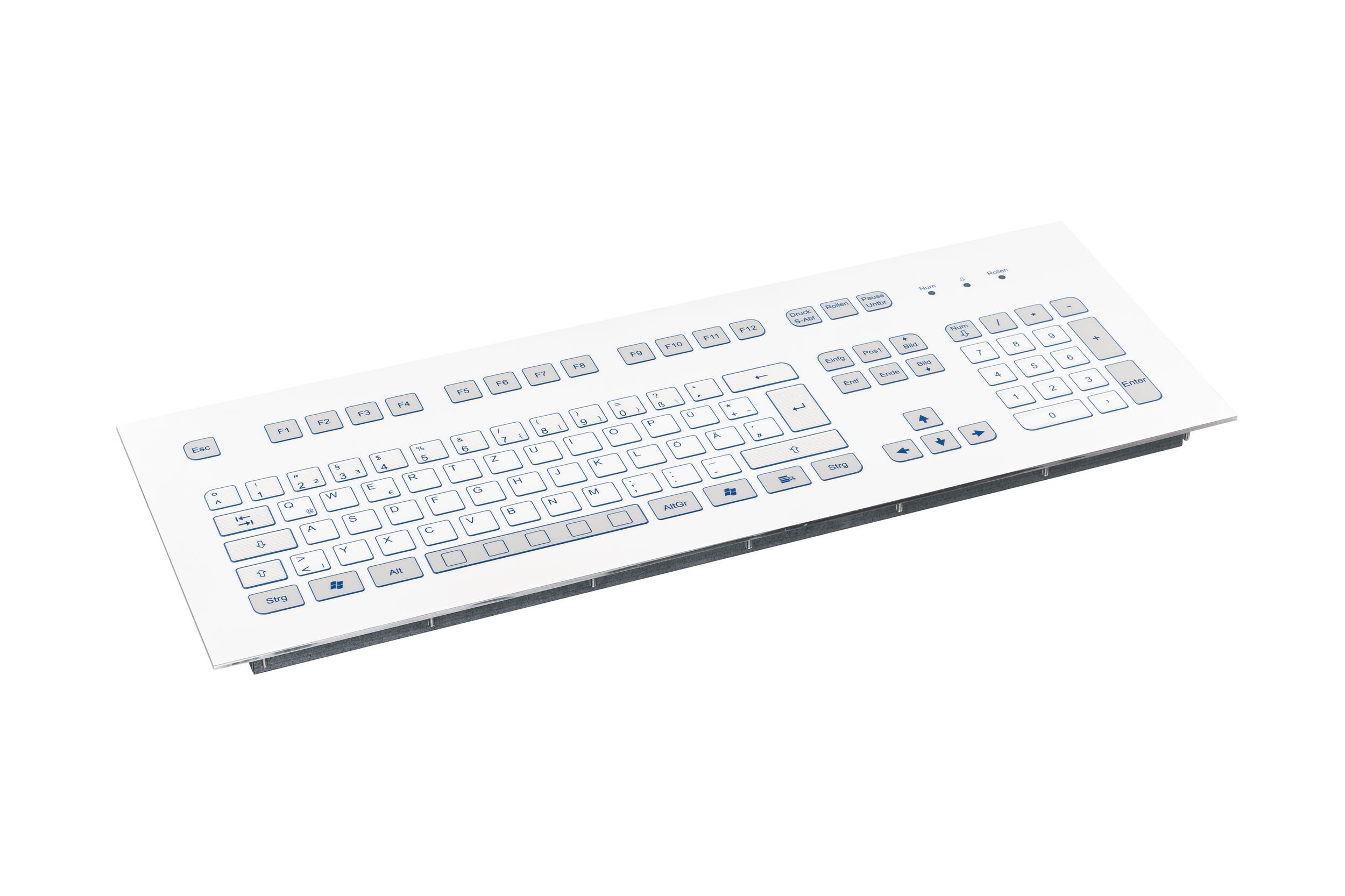 Foil covered keyboard, white, sideview