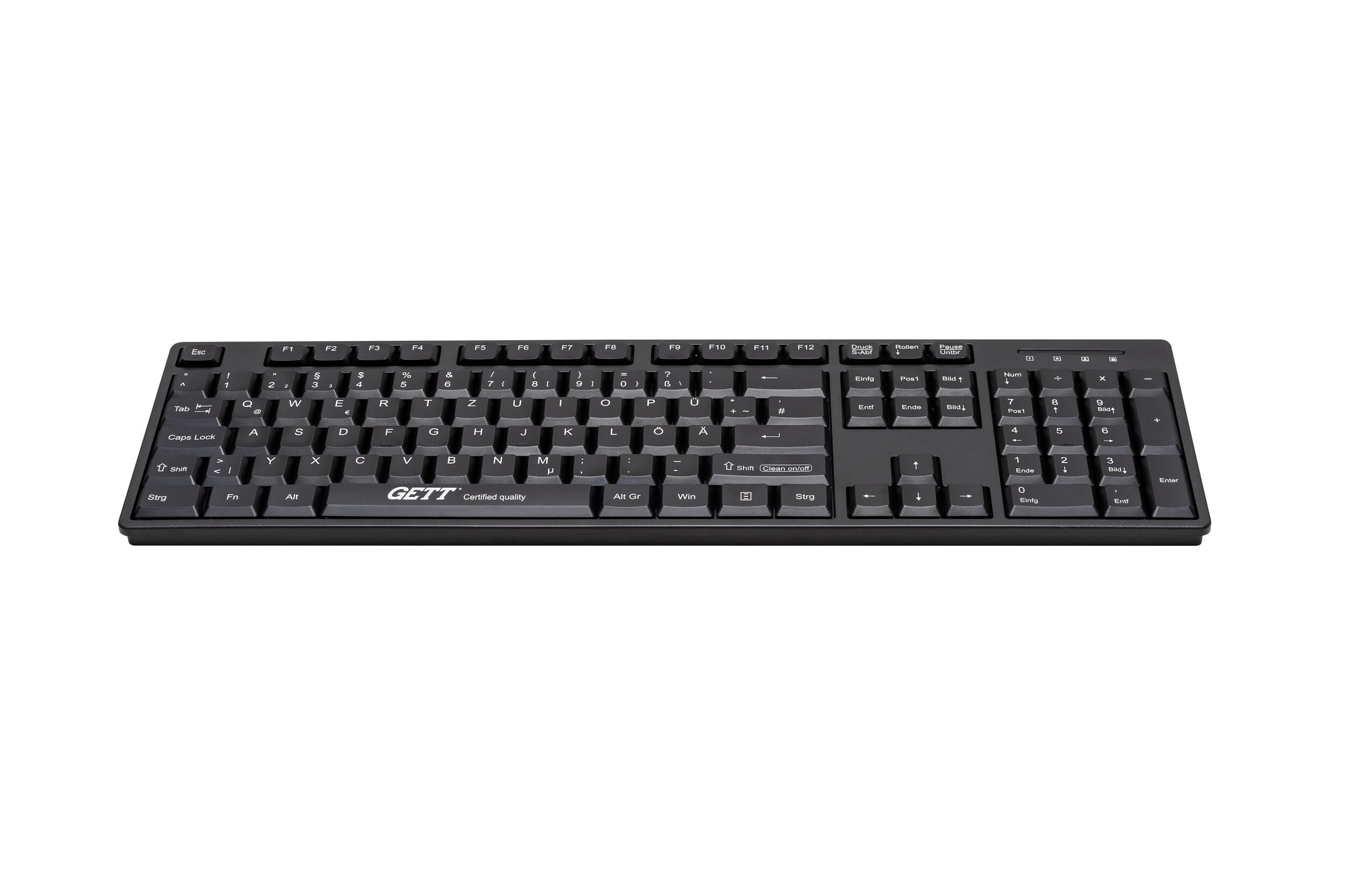 Long travel keyboard, black, GCQ Cleantype Easy Basic, frontview
